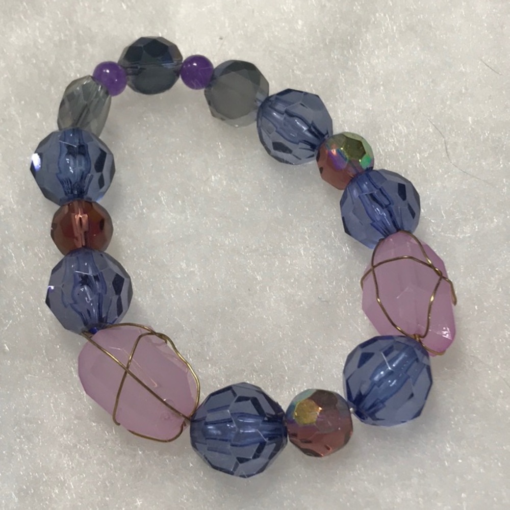 blue wire wrapped bracelet